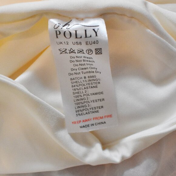 Oh Polly Embellished Long Sleeve Tulle Skirt Mini Dress Size 8 White Regular Cup - Picture 12 of 12